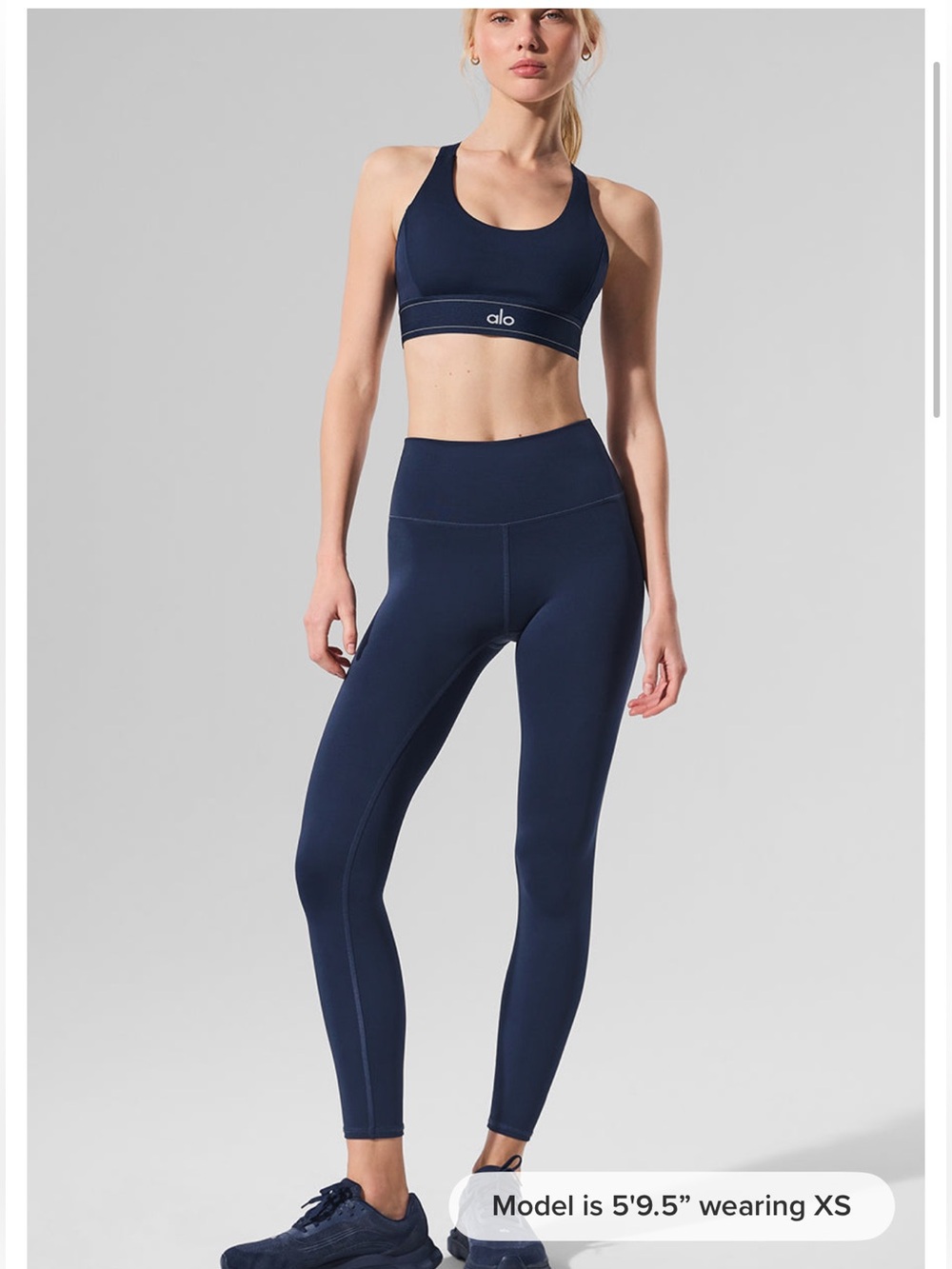 ALO Yoga Navy High-Waist Leggings & Sports Bra Set